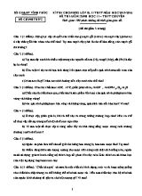 Đề thi chọn học sinh giỏi Sinh học 11 THPT chuyên - Năm học 2015-2016 - Sở GD & ĐT Vĩnh Phúc